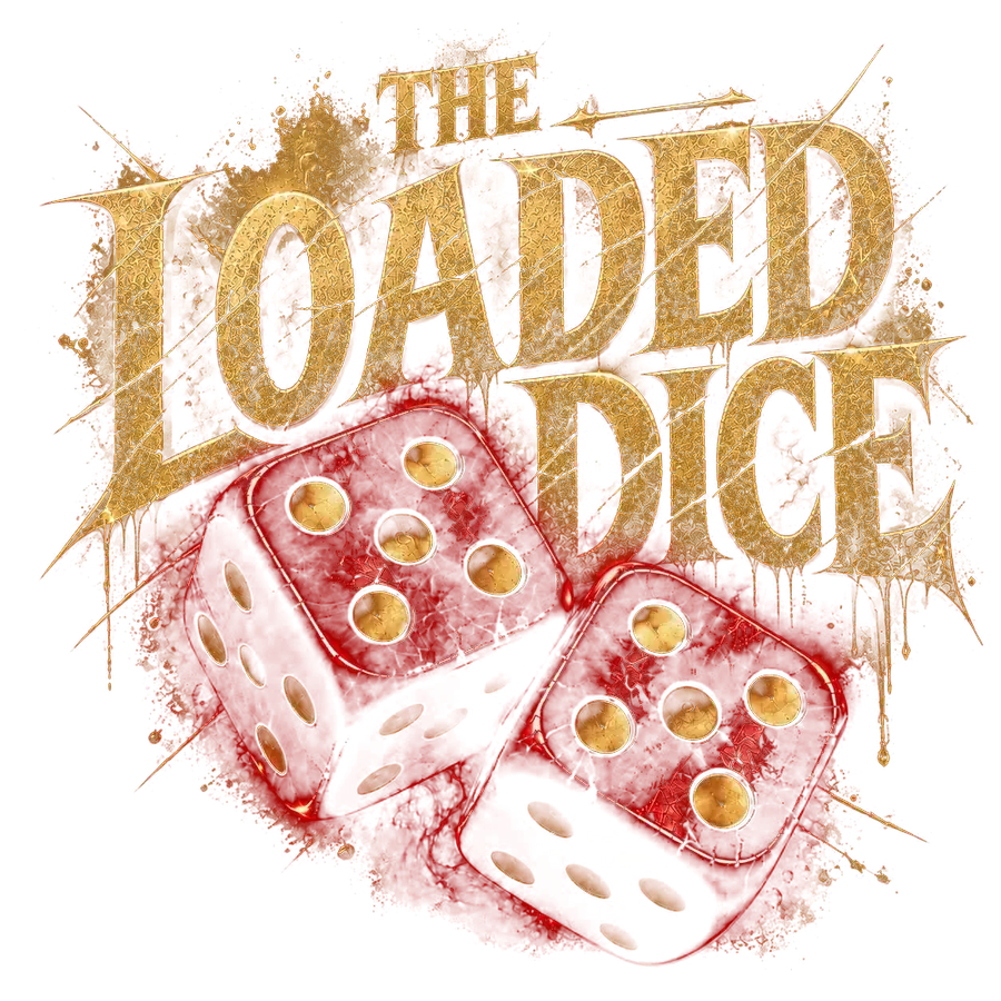 The Loaded Dice logo: gold lettering above two red dice